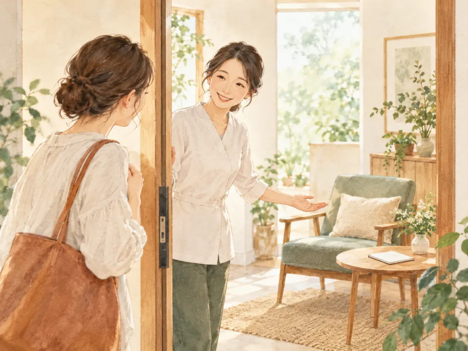 「鍼灸が気になるけれど迷っているあなたへ：安心してご予約いただくために」の内容を描いた養生堂のイラスト