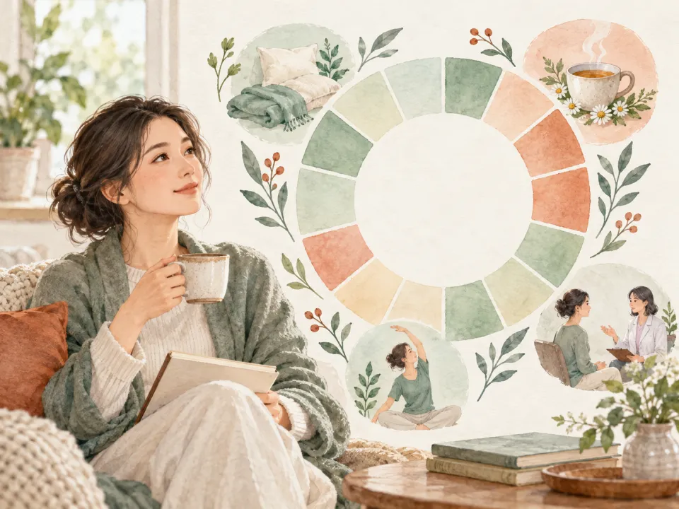 「生理前・生理中・月経後に体調が悪くなるのはなぜ？」の内容を描いた養生堂のイラスト