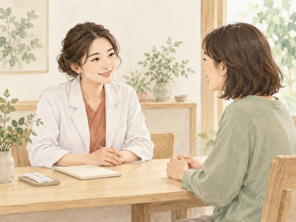 「鍼は痛いの？初めての方へ　安心できる鍼灸の受け方」の内容を描いた養生堂のイラスト