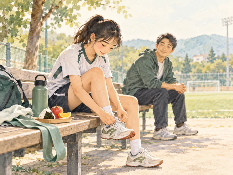 「スポーツ少年・ジュニアアスリートのための養生堂式サポート」の内容を描いた養生堂のイラスト